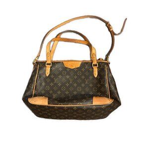 Louis Vuitton Authentic Brown Leather Monogram Medium Large Crossbody Bag